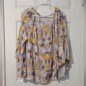 Fever Yellow and Gray Floral Blouse